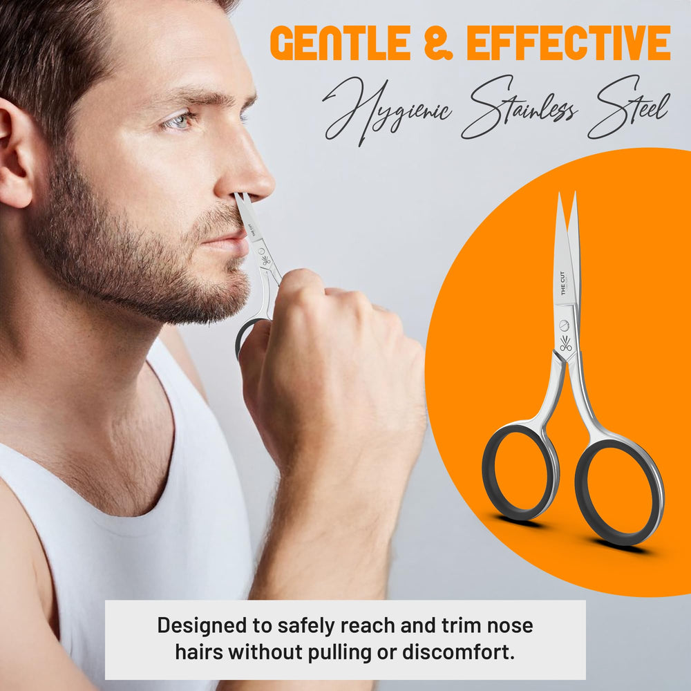The Cut Factory Precision Facial Hair Scissor stored in a sleek PU leather pouch for travel.