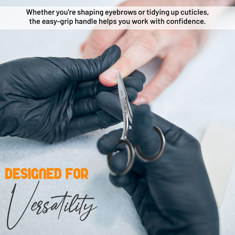 The Cut Factory Precision Facial Hair Scissor shows stainless steel mirror finish for lasting shine.
