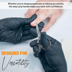 The Cut Factory Precision Facial Hair Scissor shows stainless steel mirror finish for lasting shine.