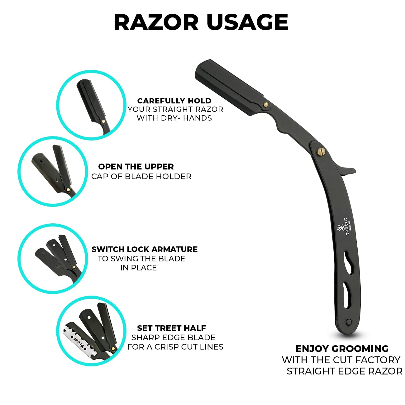The Cut Factory straight razor all metal build conveys durability for daily use