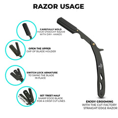 The Cut Factory straight razor all metal build conveys durability for daily use