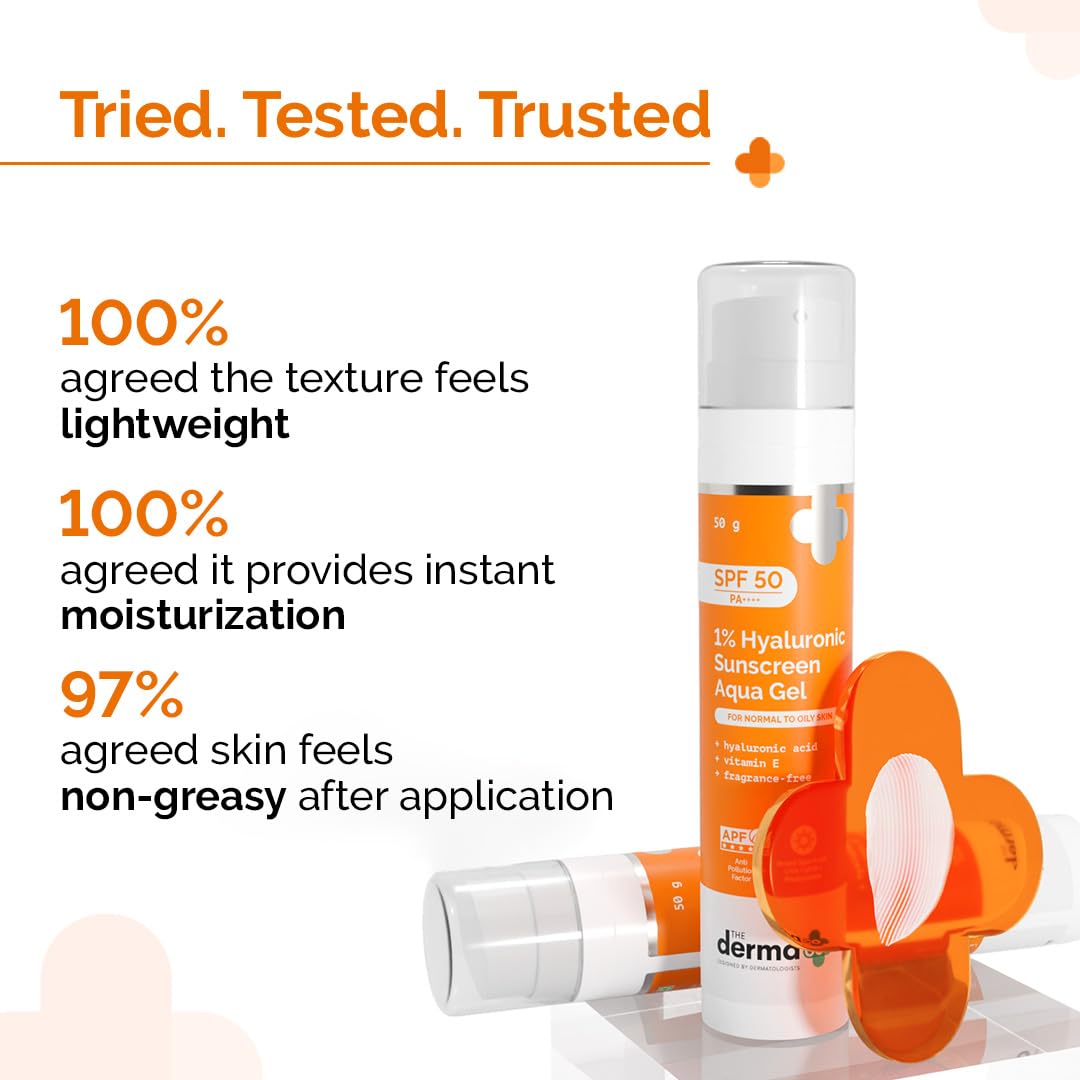 Vitamina E en The Derma Co gel protector solar cuida la piel.