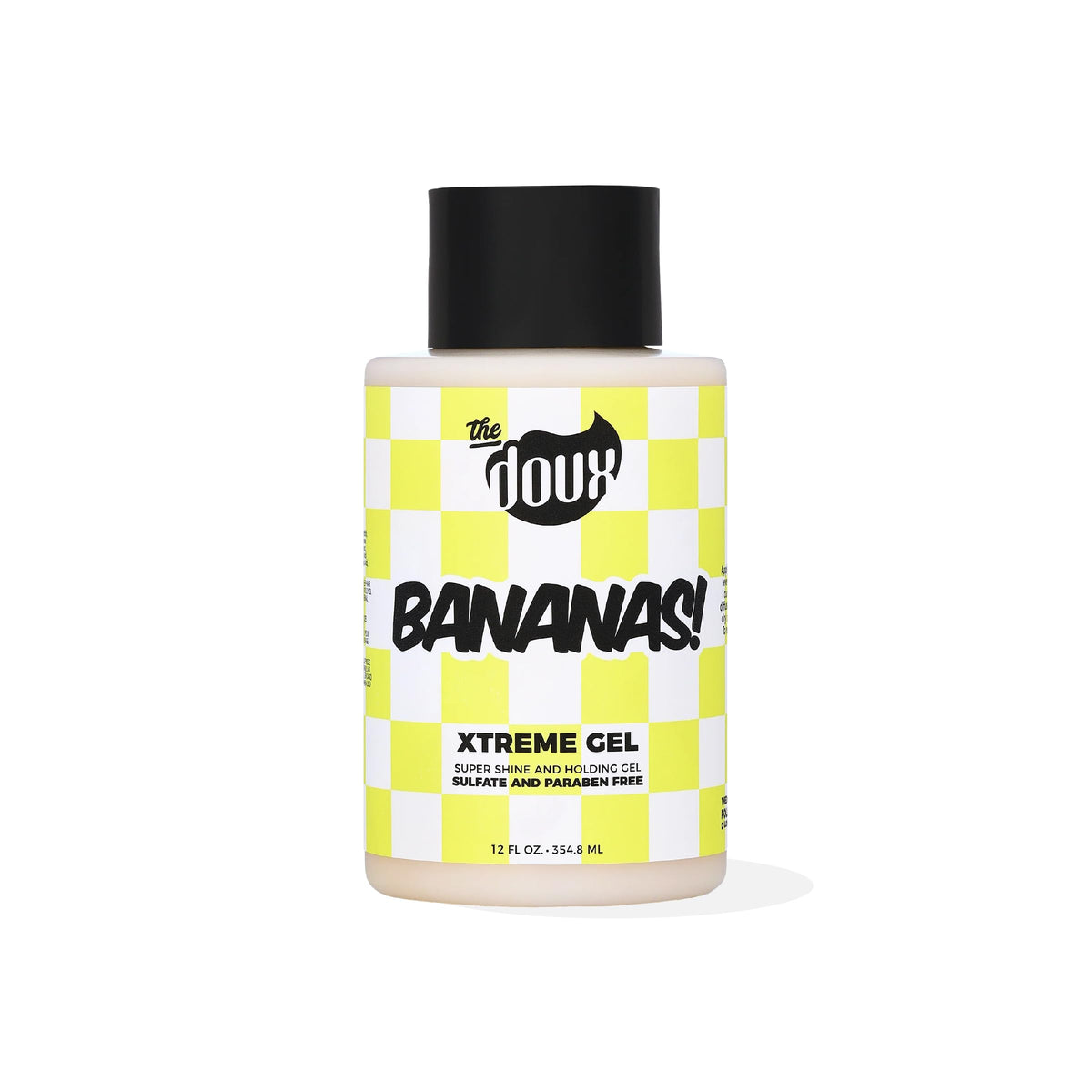 The Doux Bananas Xtreme Hold Gel en botella, fijación fuerte para rizos definidos