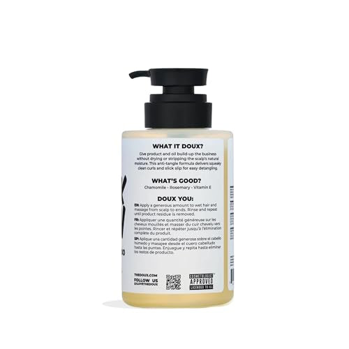 The Doux BREAKDOWN: sin-sulfatos, limpieza suave que preserva humedad natural.