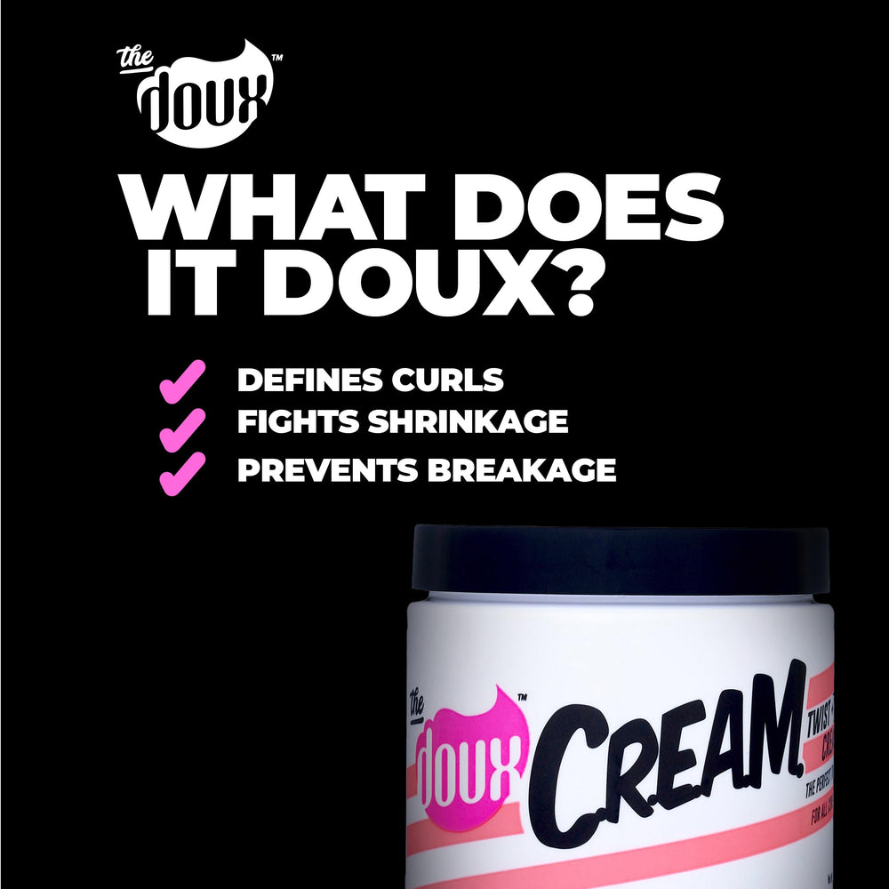 The Doux C.R.E.A.M. Twist & Curl Cream textura suave y sin residuos.