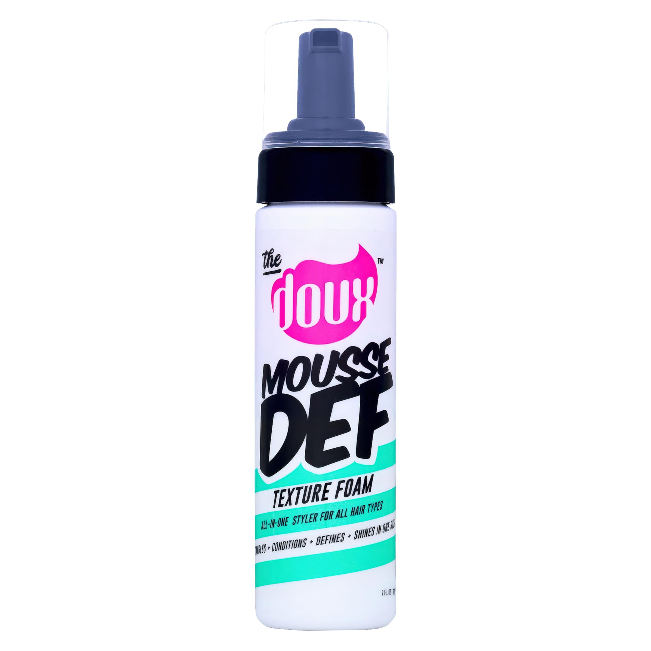 The Doux Mousse Def Texture muestra aplicación rápida para rizos definidos y suaves.