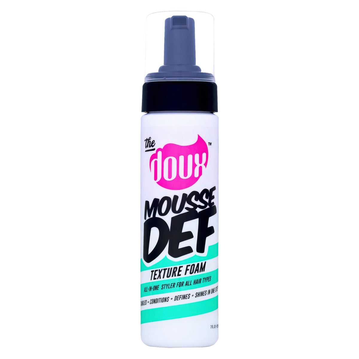 The Doux Mousse Def Texture muestra aplicación rápida para rizos definidos y suaves.