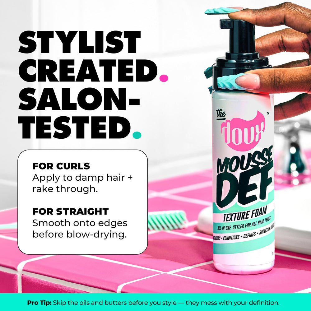 The Doux Mousse Def Texture fórmula profesional, probada en rizos reales.