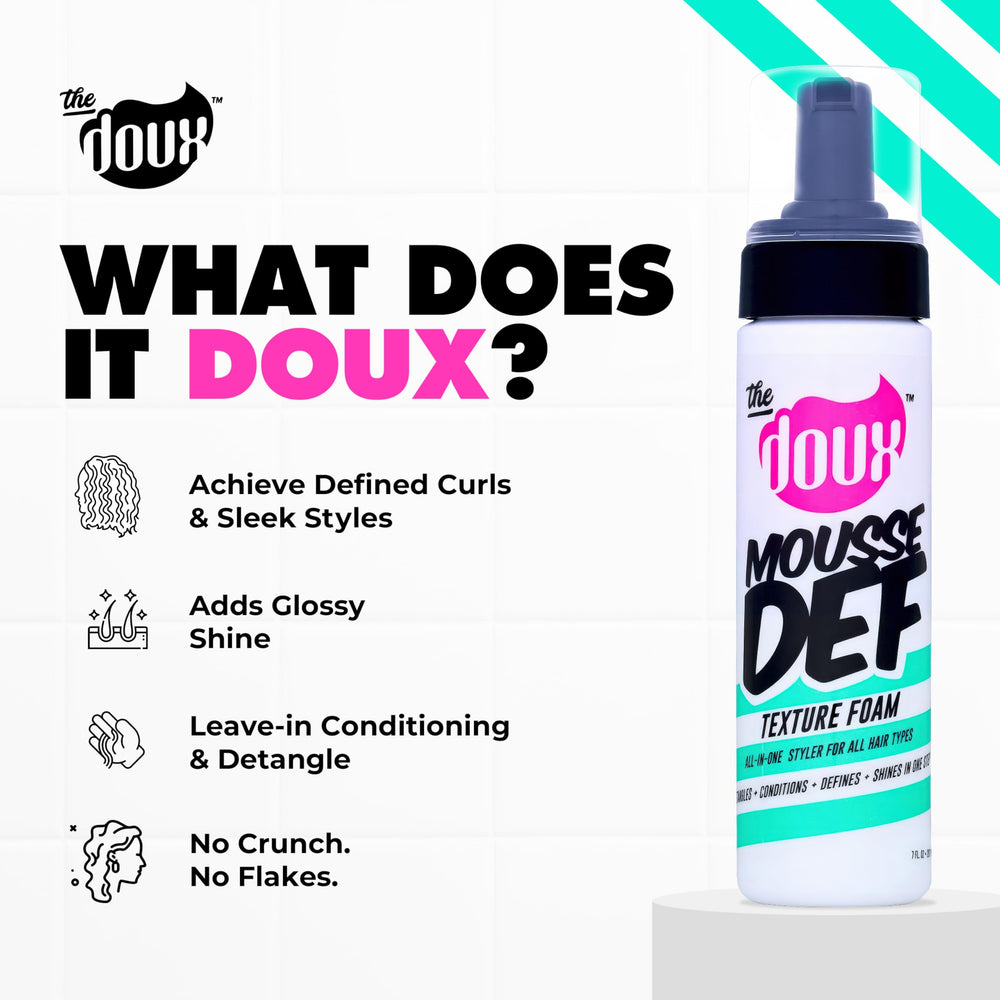The Doux Mousse Def Texture aporta volumen ligero y control de frizz diario.