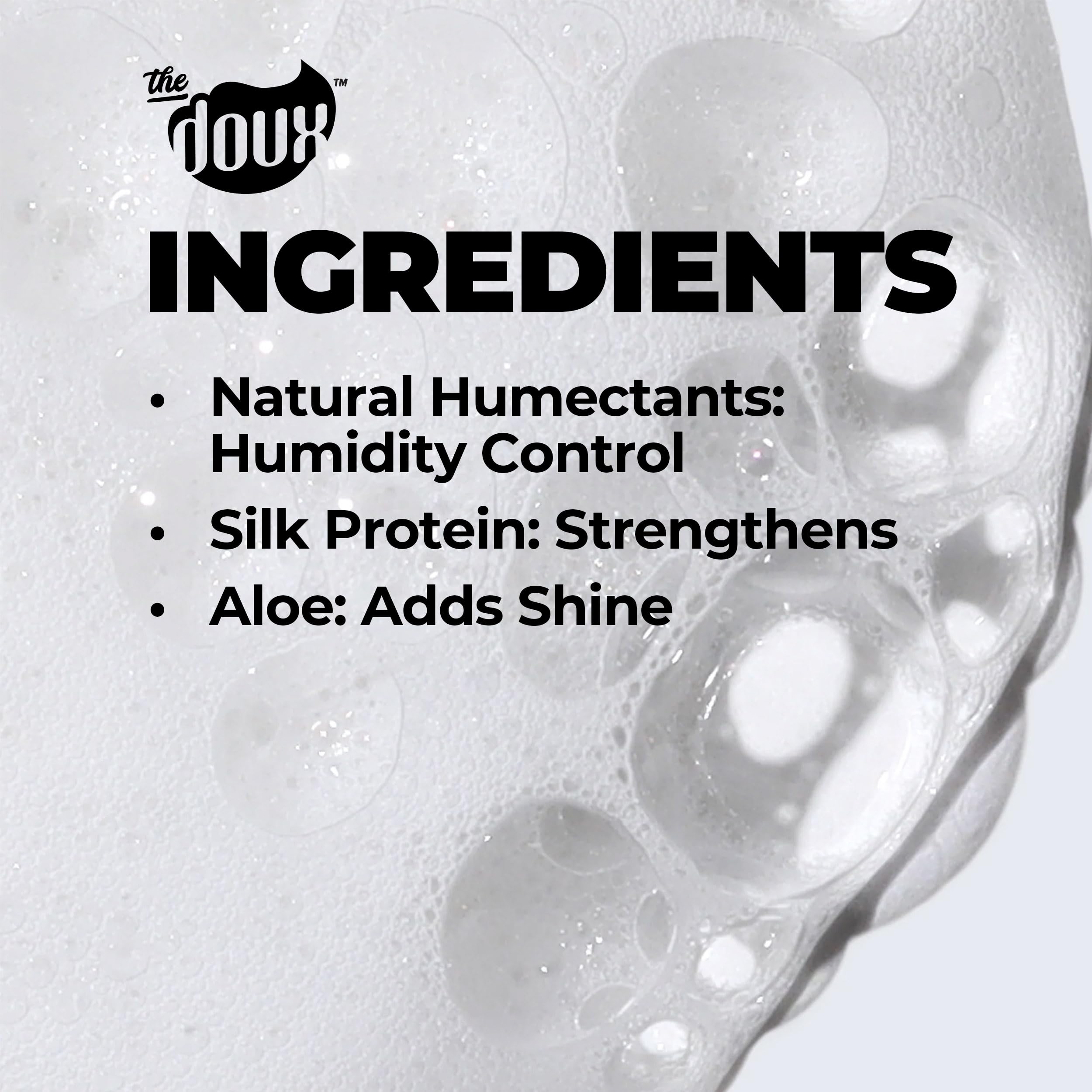 The Doux Proteína de seda y aloe hidratan el cabello.