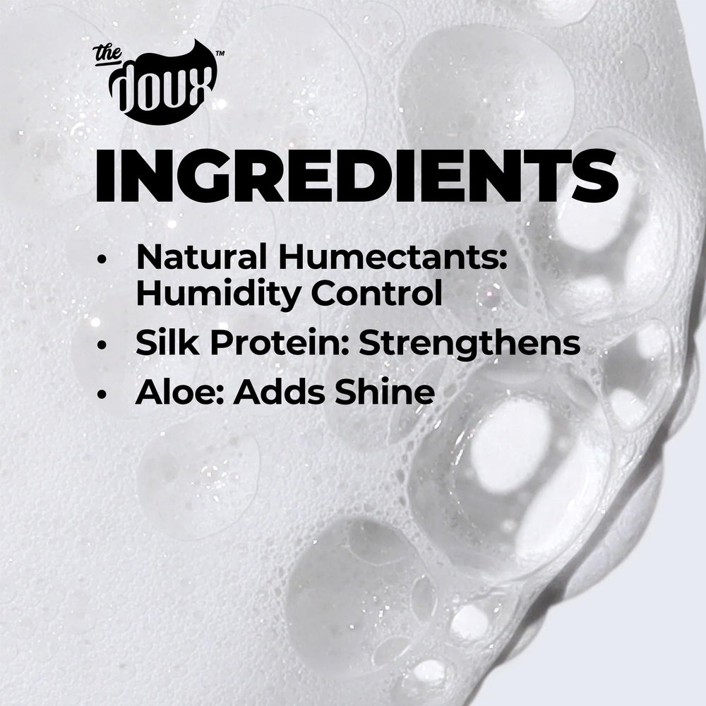 The Doux Proteína de seda y aloe hidratan el cabello.