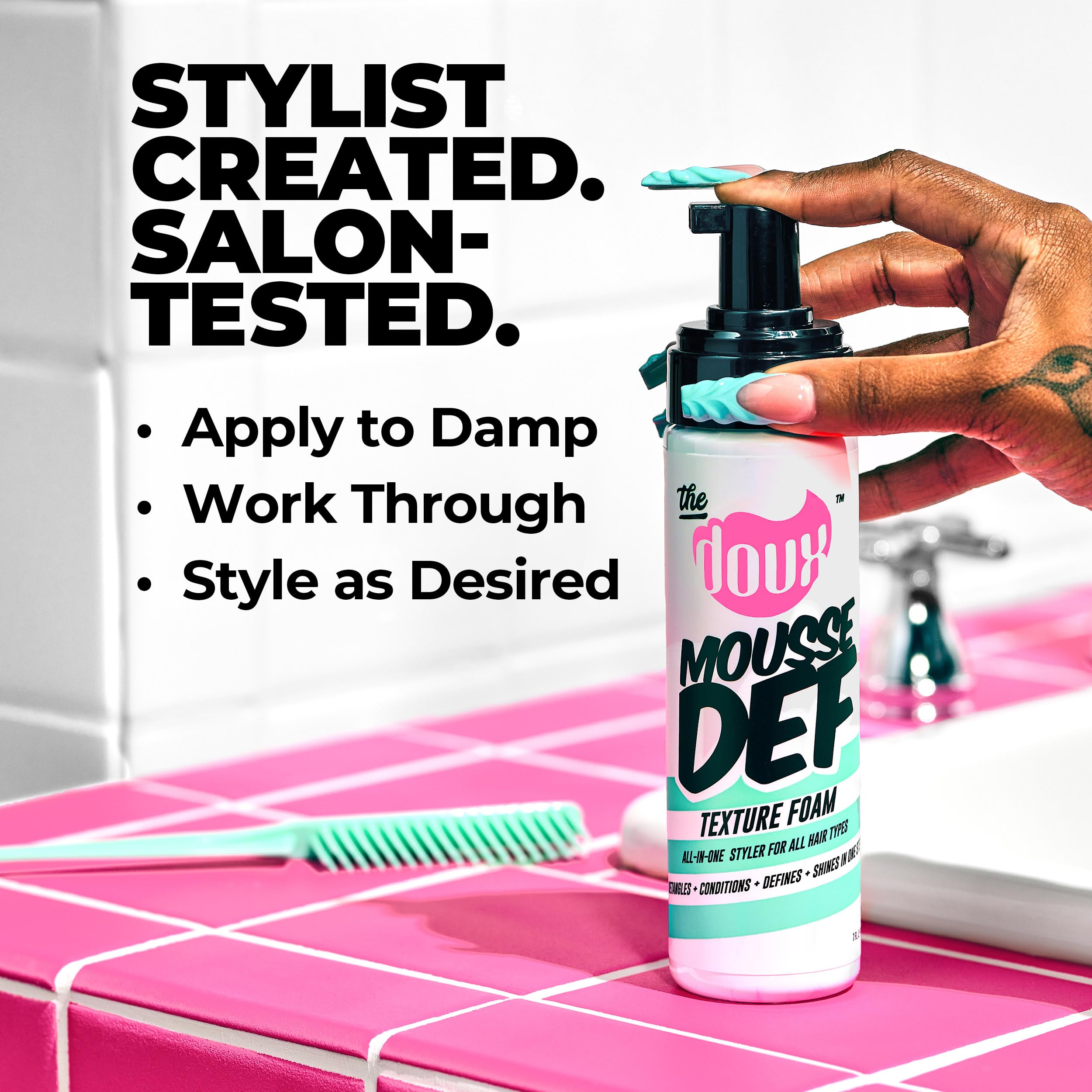 The Doux Volumen y control del frizz para estilo duradero.