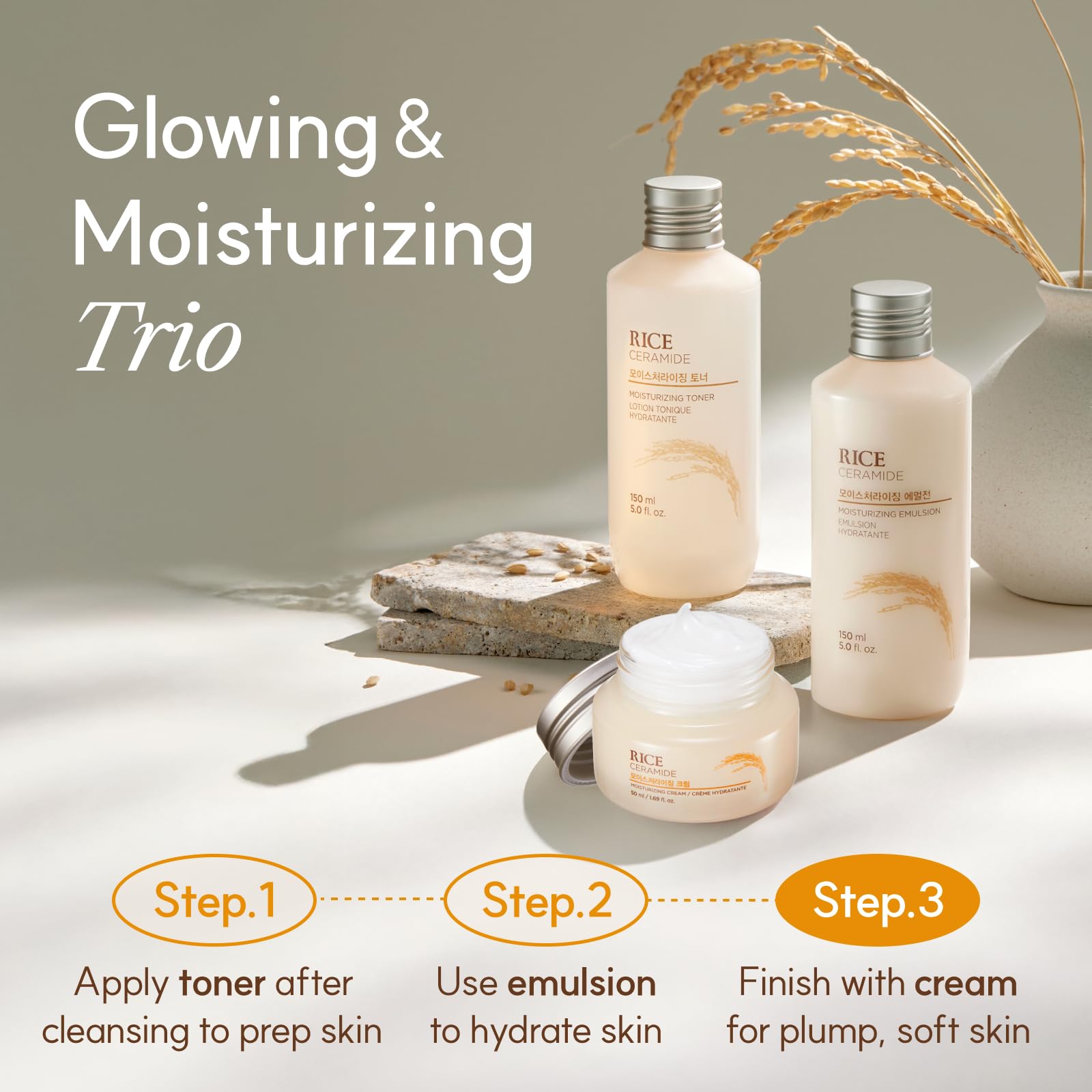 The Face Shop Rice Ceramide Cream usa ingredientes naturales para cuidado suave.