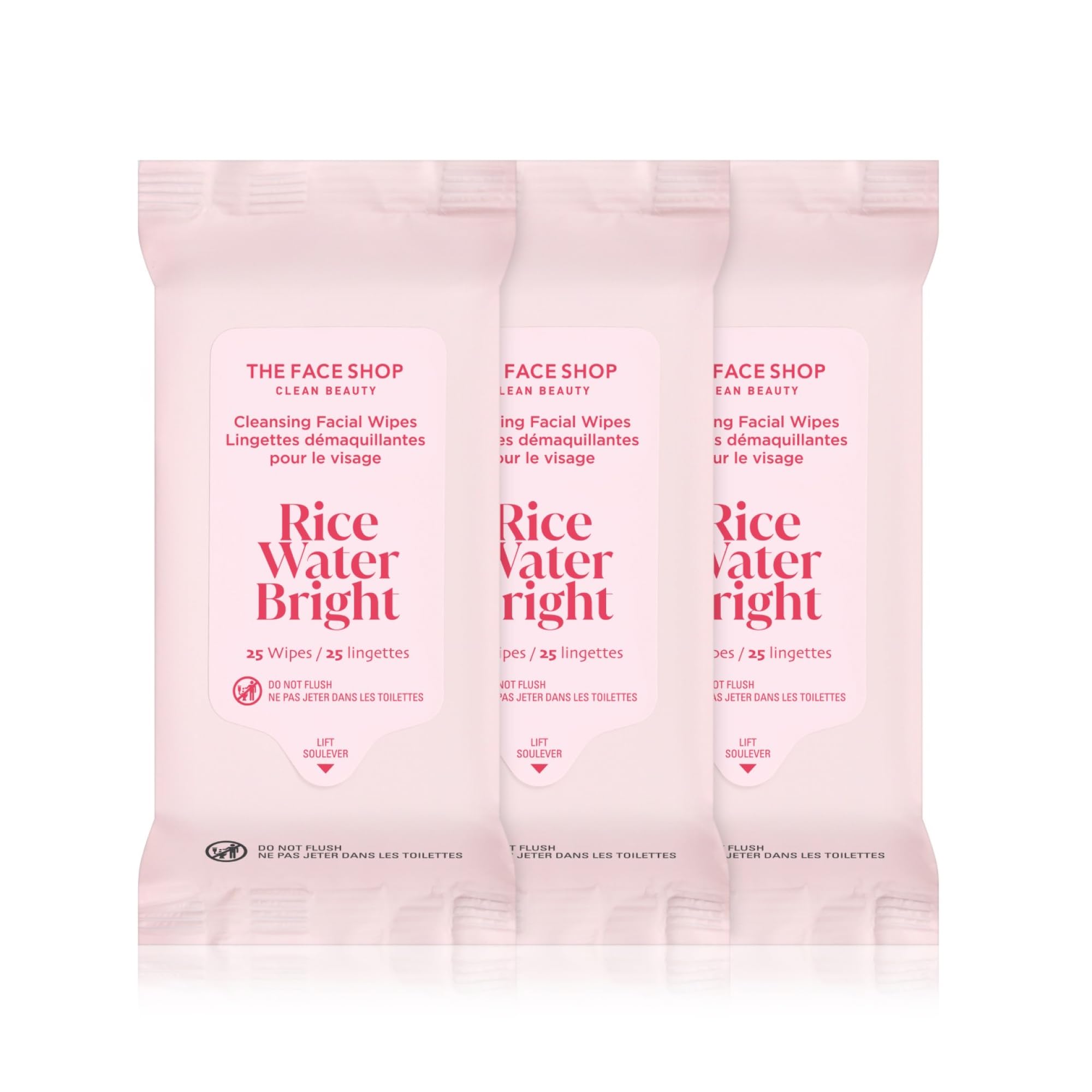 THE FACE SHOP GLAMZILLA Rice Water Bright, empaque triple pack para uso diario y viaje.