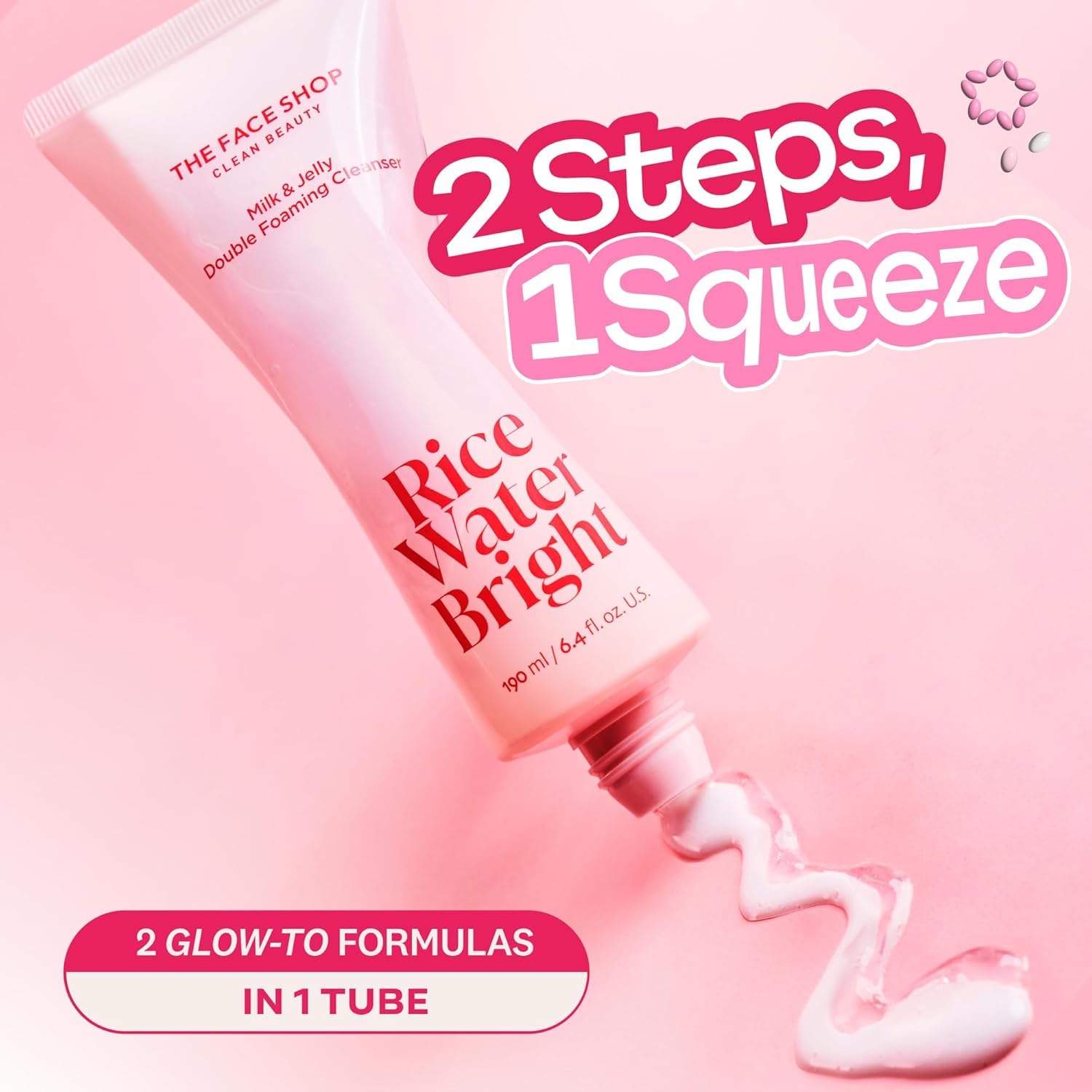 The Face Shop Rice Water Bright Milk & Jelly, limpiador rápido 2 en 1 para ahorrar tiempo.