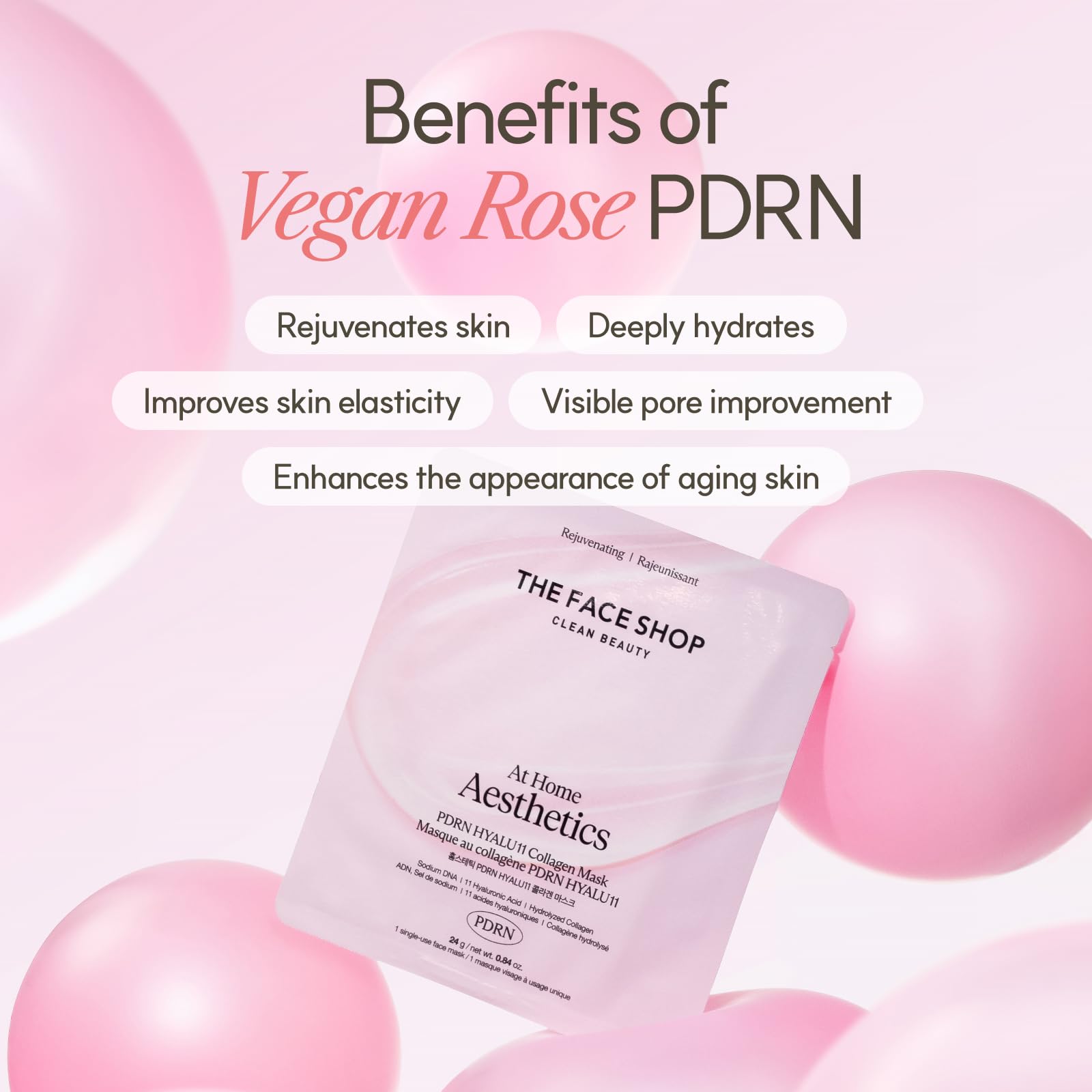 The Face Shop Rose PDRN mascarilla brinda cuidado en casa para una experiencia relajante.
