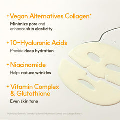 The Face Shop Vita-Toning vegan collagen mask deeply nourishes and brightens uneven tone.