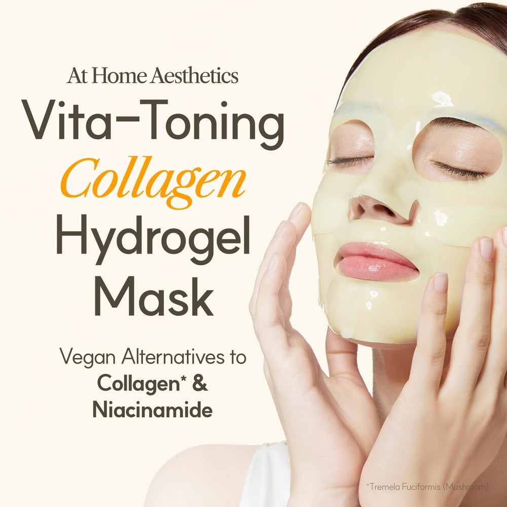 The Face Shop Vita-Toning vegan collagen mask skin glow after use enhances complexion.