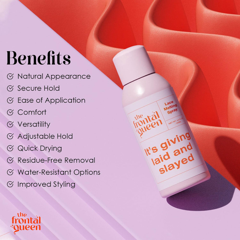 The Frontal Queen 4-2-oz lace melting spray provides reliable hold.