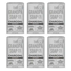 The Grandpa Soap Company charcoal bar soap with activated charcoal draws out dirt.