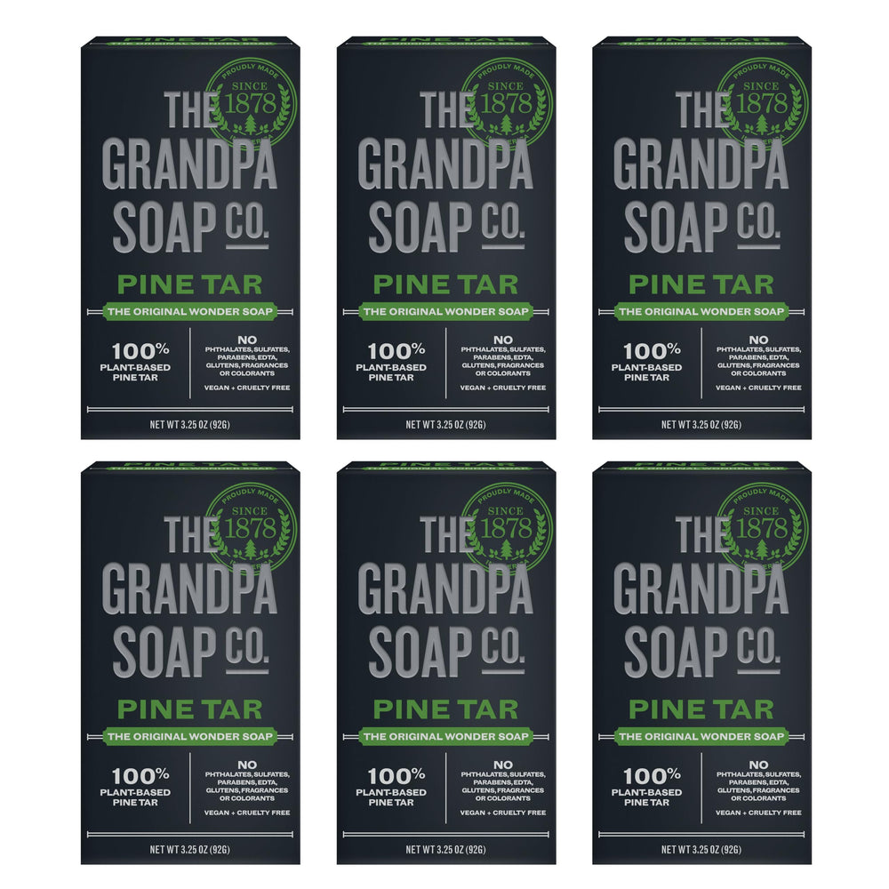 The Grandpa Soap Company Jabón de alquitrán de pino frente, limpieza profunda para piel sensible