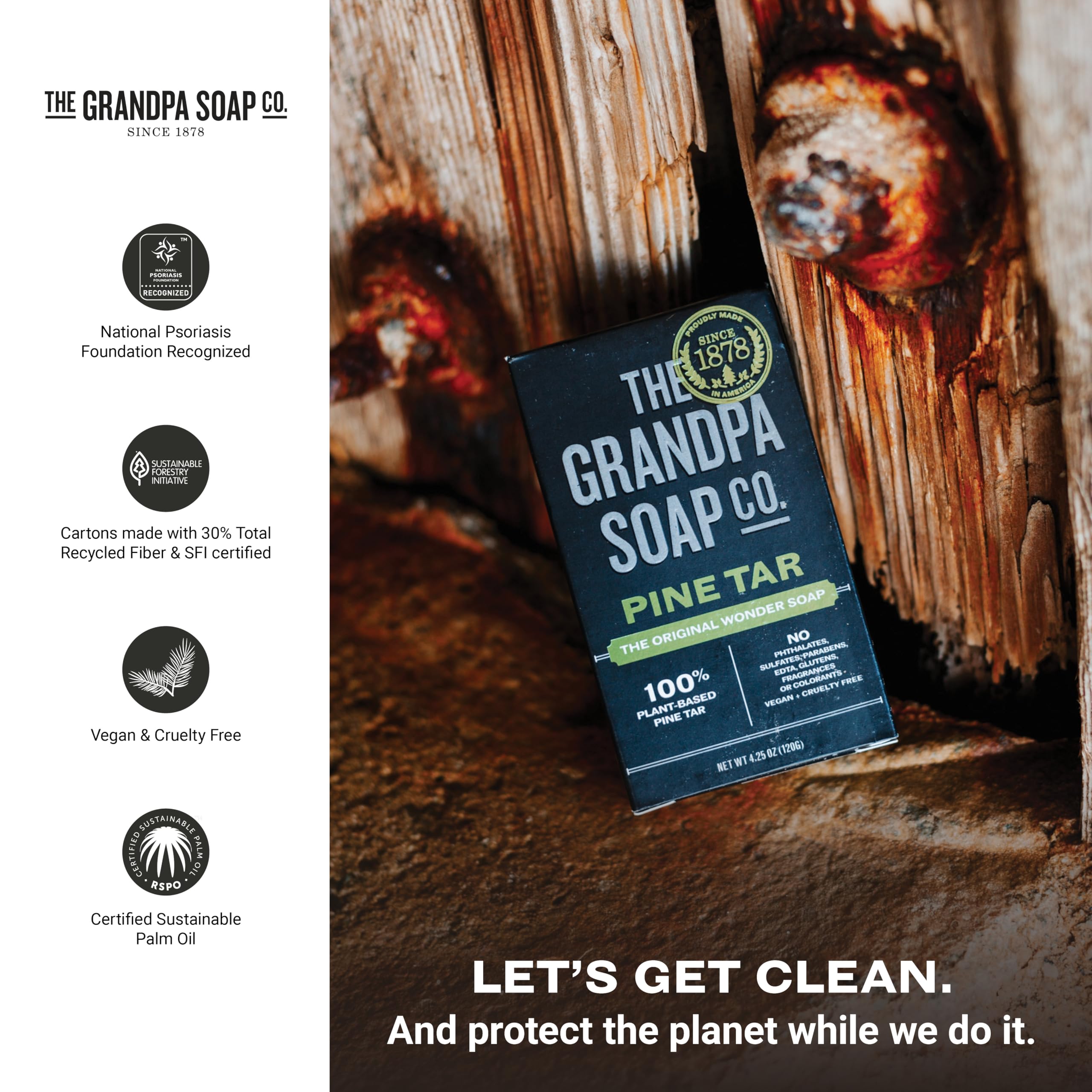 The Grandpa Soap Company Pine Tar Bar Soap despues del trabajo, sensacion fresca.