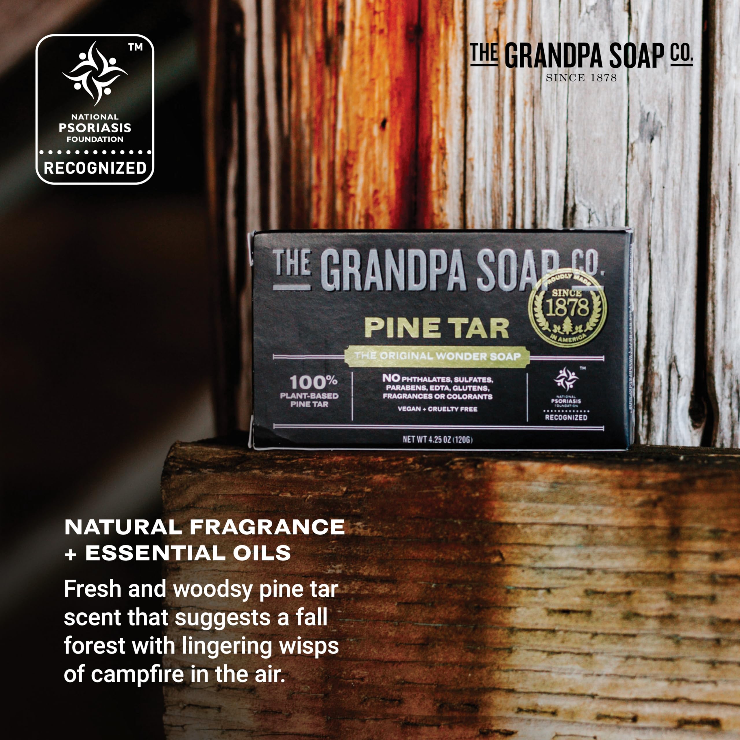 The Grandpa Soap Company Pine Tar Bar Soap ingredientes naturales, cuidado consciente.