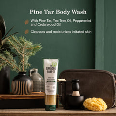 The Grandpa Soap Company Pine Tar Body Wash, aceite de árbol de té y cedro para cuidado suave