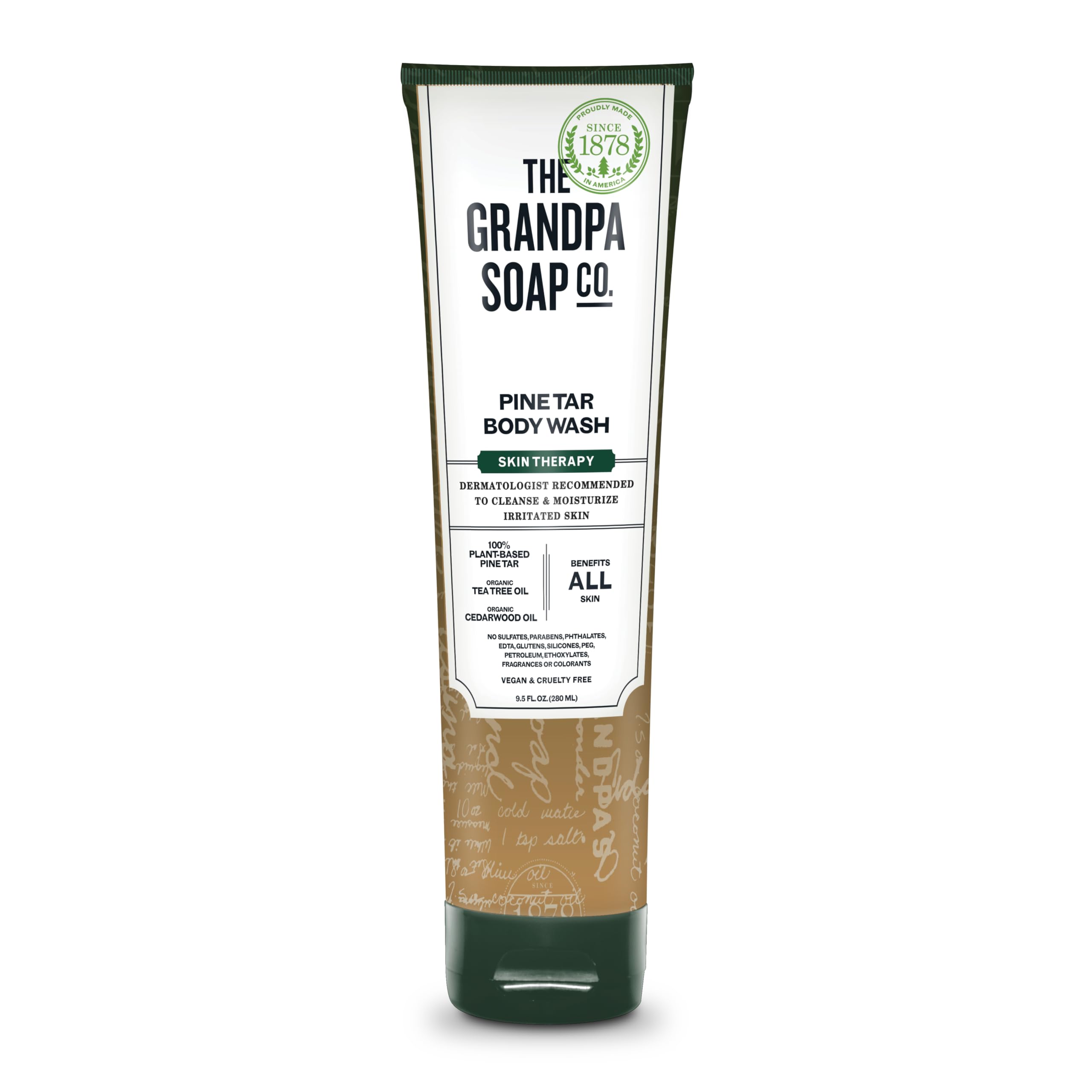 The Grandpa Soap Company Pine Tar Body Wash, botella en baño, limpieza suave y confiable