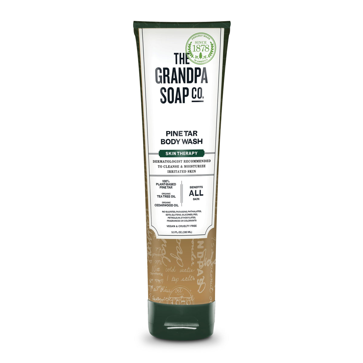 The Grandpa Soap Company Pine Tar Body Wash, botella en baño, limpieza suave y confiable