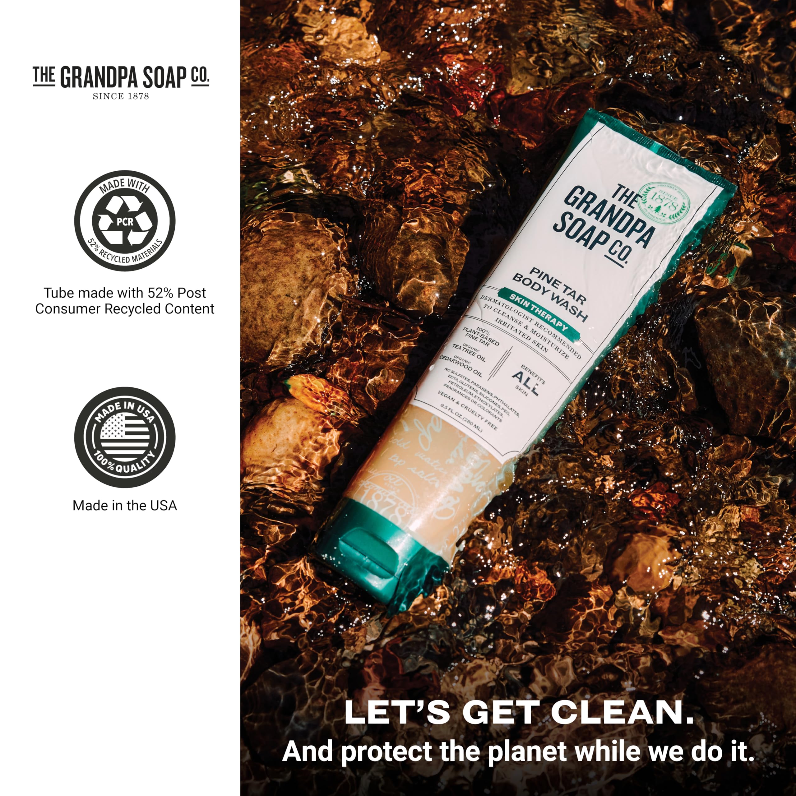 The Grandpa Soap Company Pine Tar Body Wash, producido en Estados Unidos por una empresa familiar