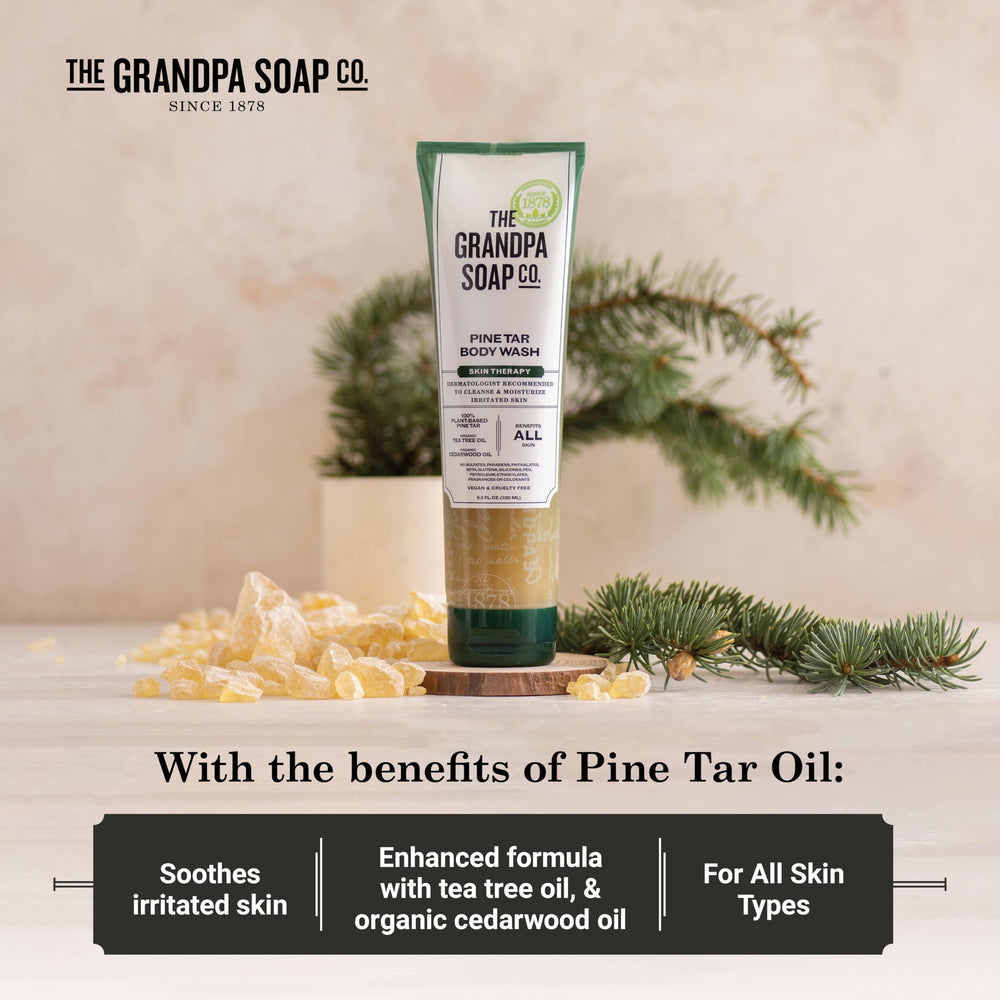 The Grandpa Soap Company Pine Tar Body Wash, fórmula vegana sin fragancias artificiales