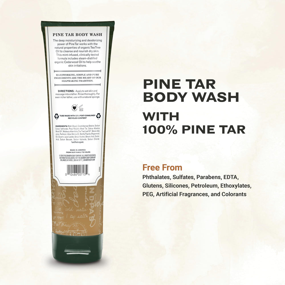 The Grandpa Soap Company Pine Tar Body Wash, textura de alquitrán de pino para una experiencia fresca