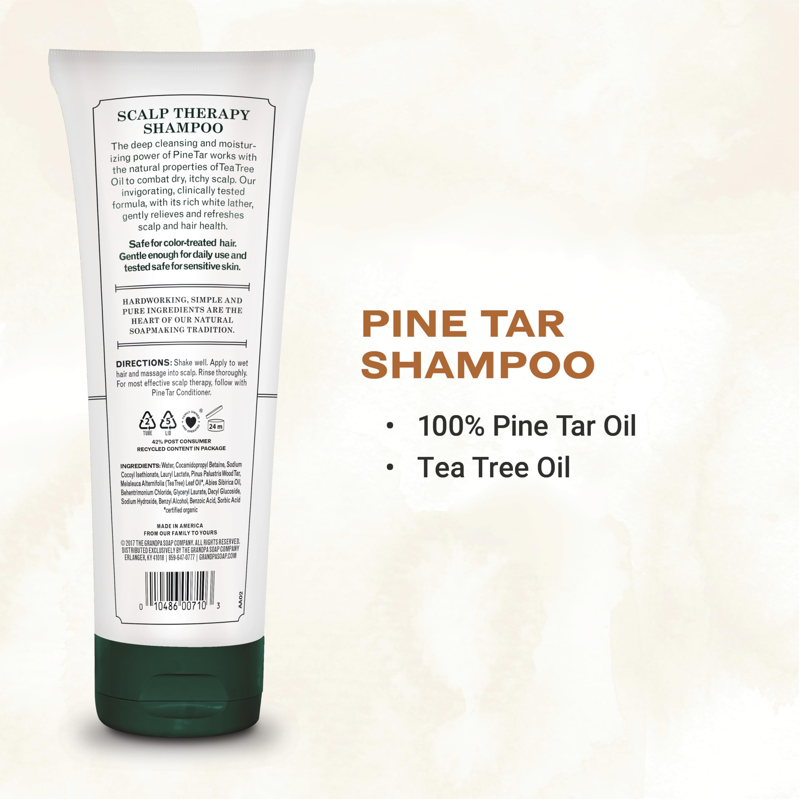 Creamy lather forms as Pine Tar Shampoo cleanses without sulfates to protect sensitive scalps.