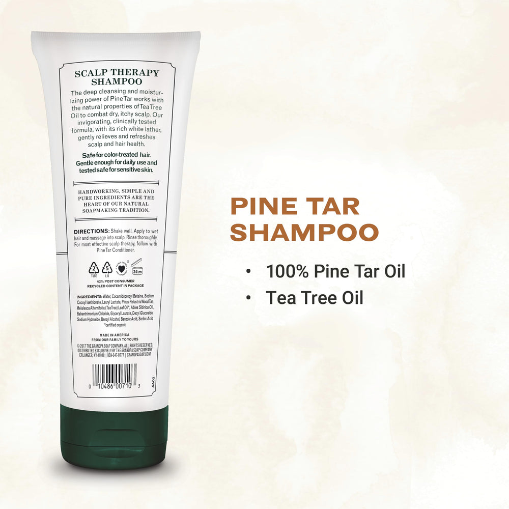 Creamy lather forms as Pine Tar Shampoo cleanses without sulfates to protect sensitive scalps.