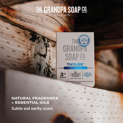 The Grandpa Soap Company Thylox certificado vegano y libre de crueldad, embalaje sostenible