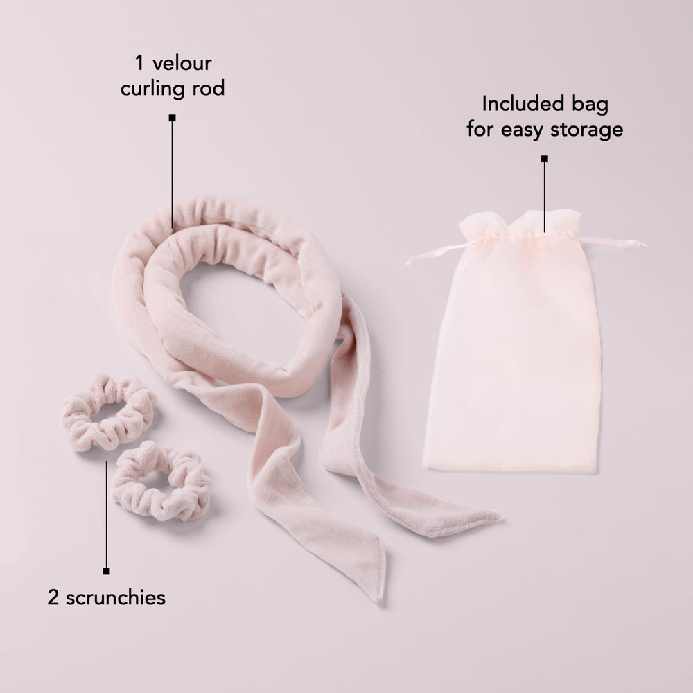 The Hair Edit velour texture close-up shows plush softness for gentle styling.