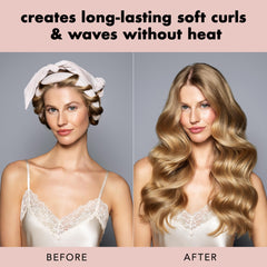 The Hair Edit heatless ribbon curl set velour scrunchies provide secure, non-slip hold.