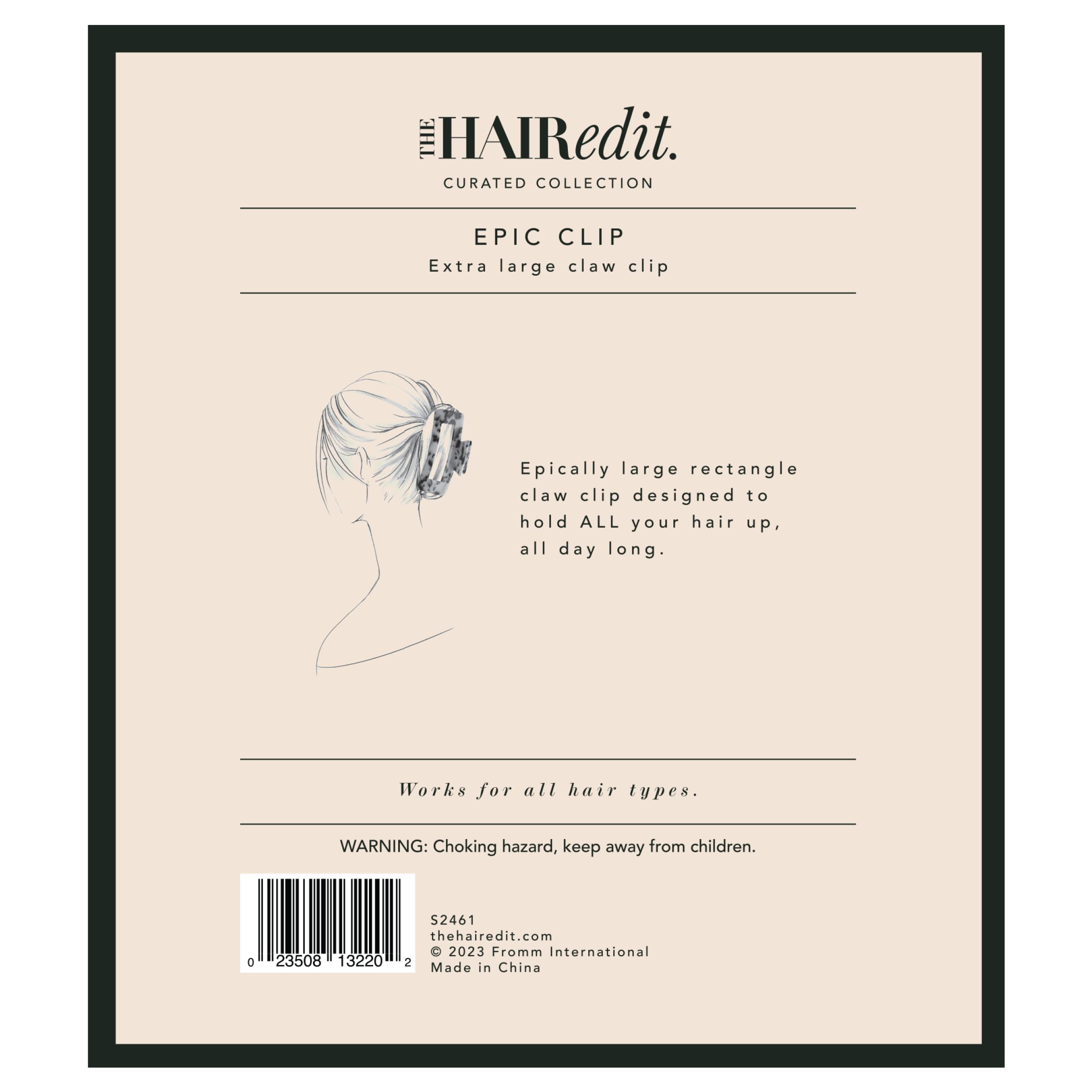Pinza The Hair Edit tortuga grande, realza estilos casuales y formales.