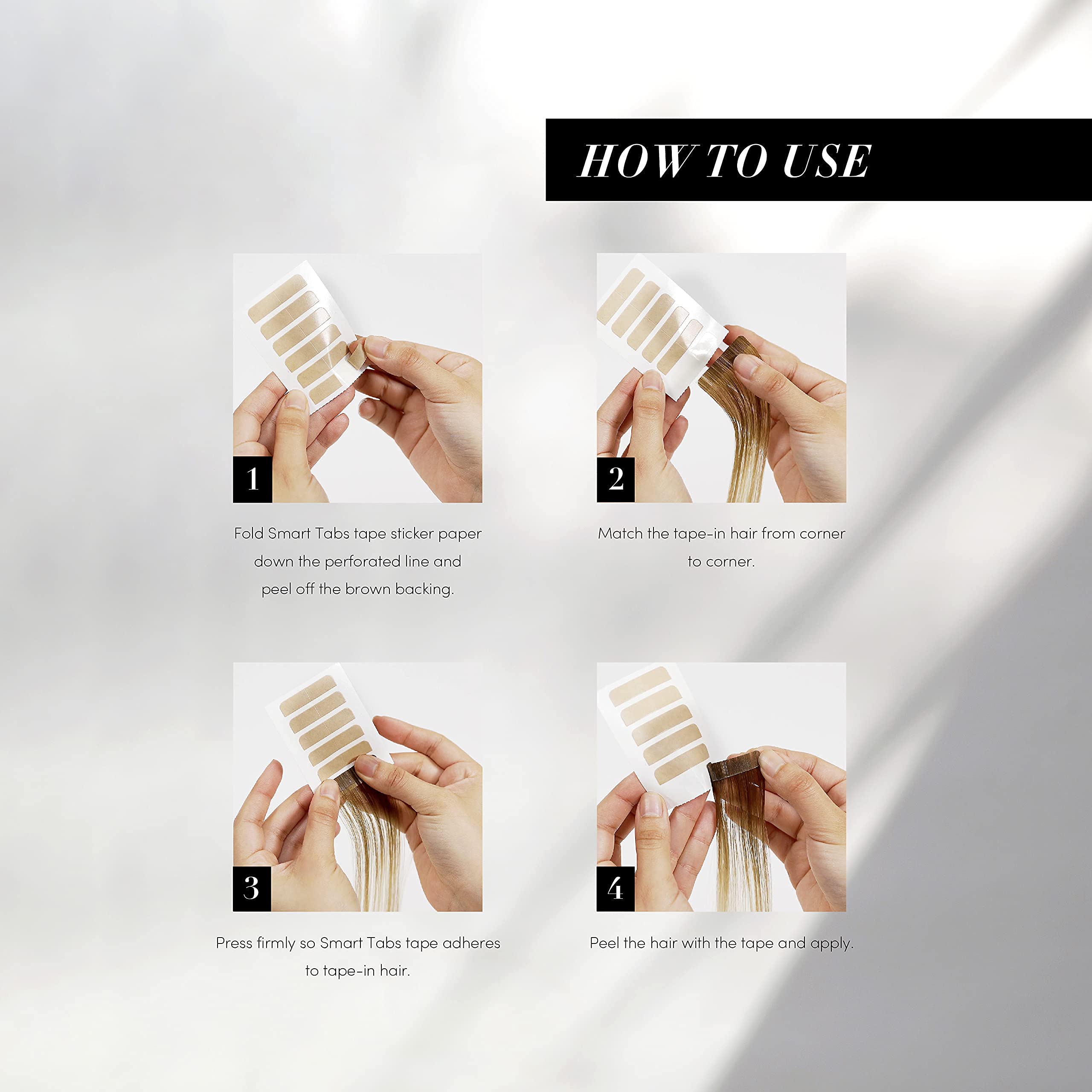 The Hair Shop Smart Tabs removal shows no residue on hair