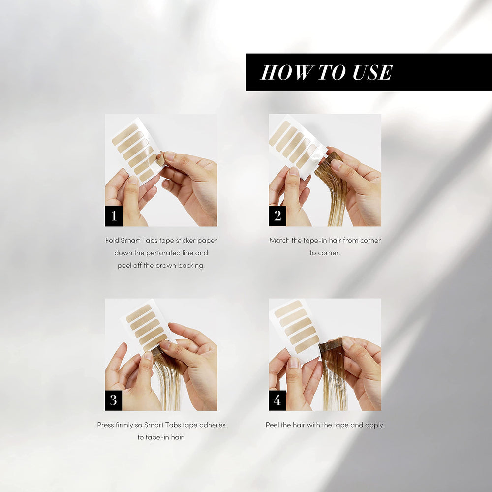The Hair Shop Smart Tabs removal shows no residue on hair