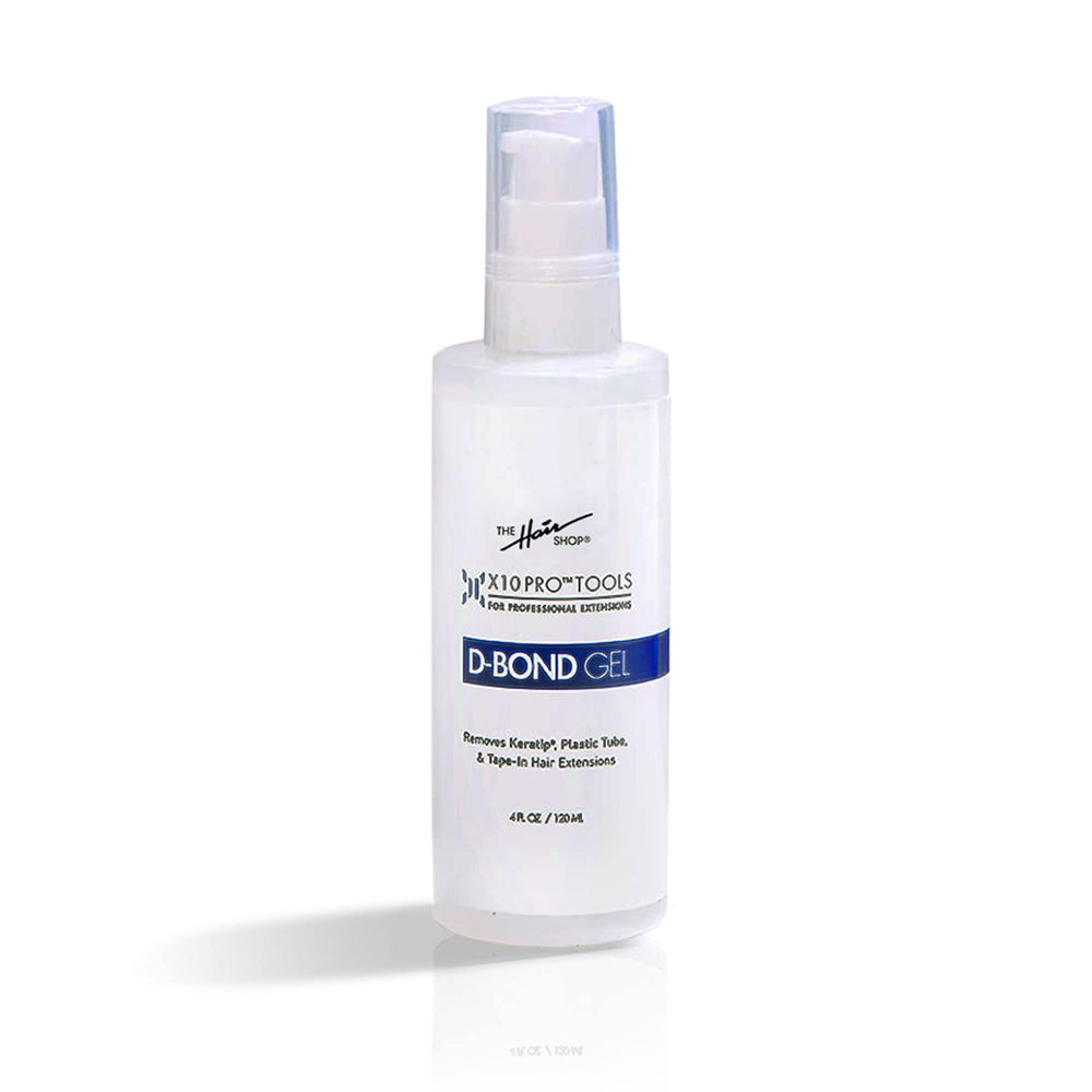 The Hair Shop X10 Pro-Tools D Bond Remover bottle for quick bond removal.