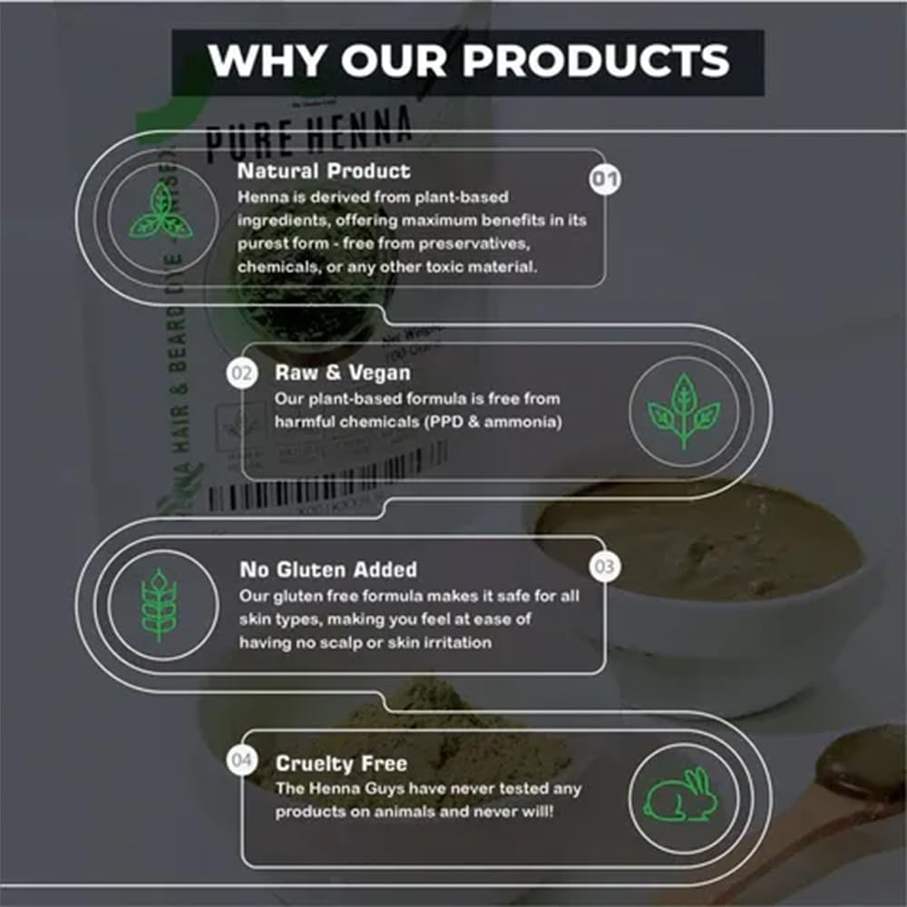 The Henna Guys henna application image shows easy at-home use and even coverage