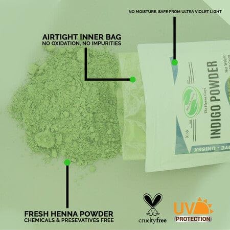 The Henna Guys Indigo powder mixing bowl ready for chemical-free color application.