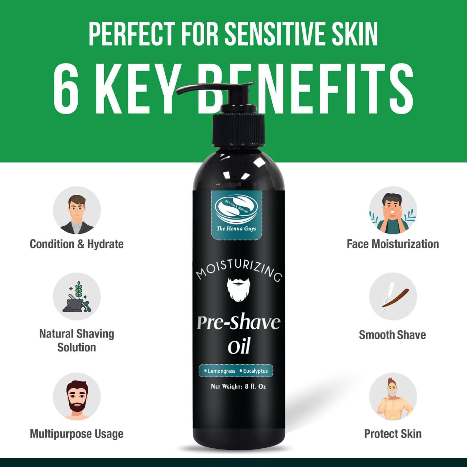 Oil is applied to skin for a smoother shaving experience.