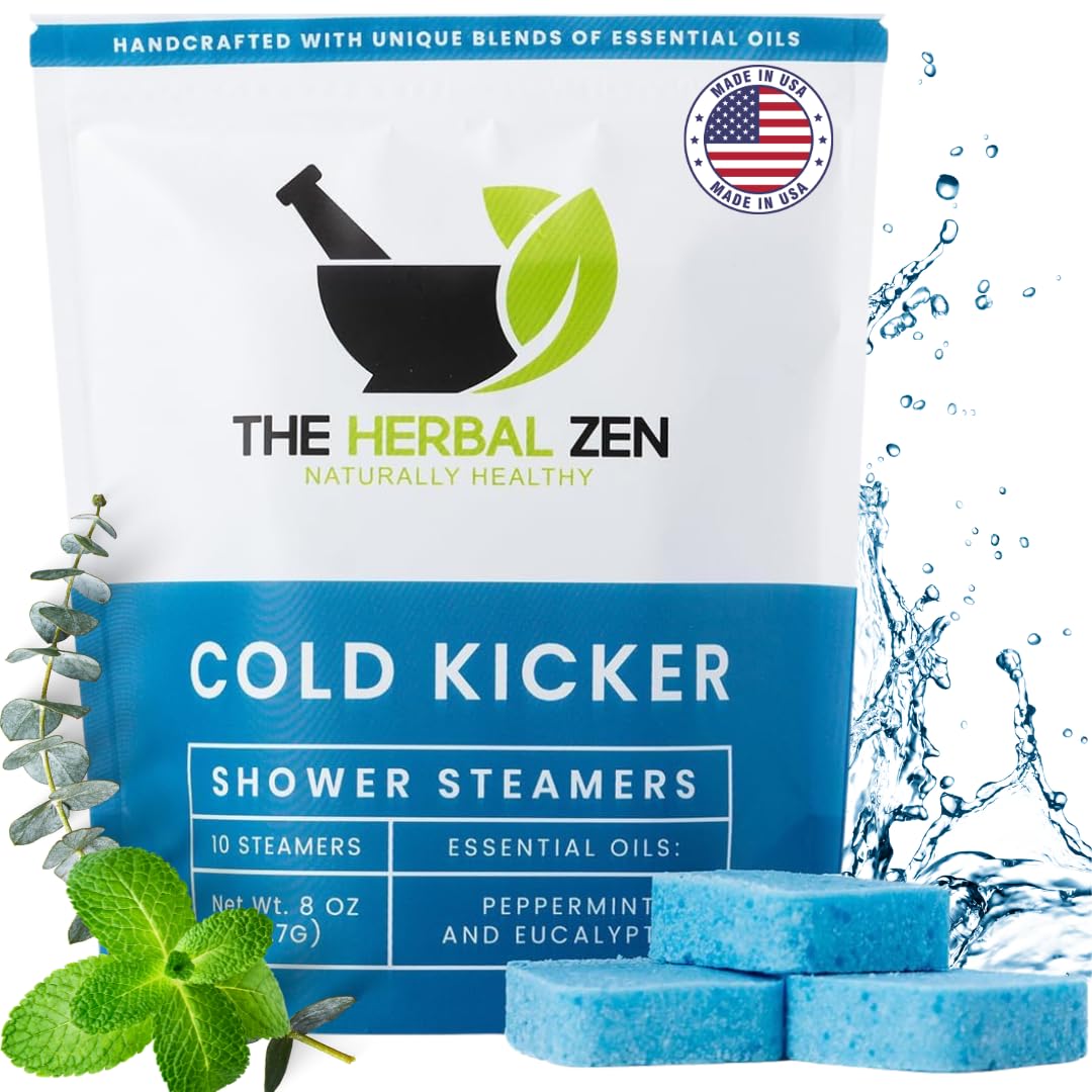 The Herbal Zen Cold Kicker steamers with peppermint and eucalyptus for a refreshing shower ritual