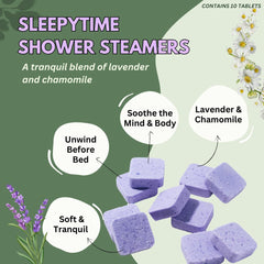 The Herbal Zen lavender shower steamer closeup highlights essential oils for relaxation.