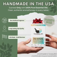 The Herbal Zen shower steamers lineup showcases seven blends for personalized relaxation.