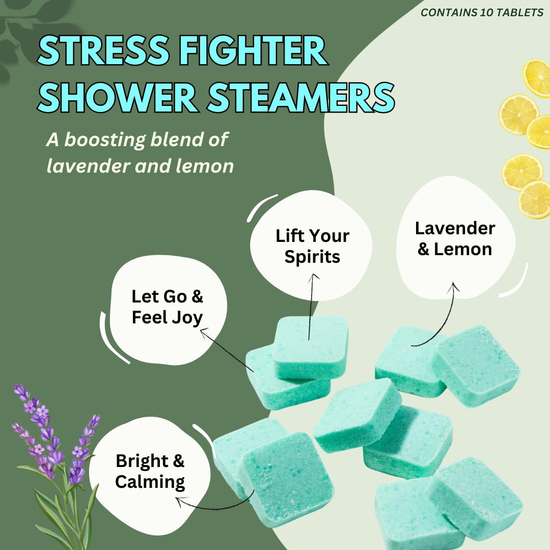 The Herbal Zen lavender lemon steamers close-up releasing gentle aromatherapy in shower.
