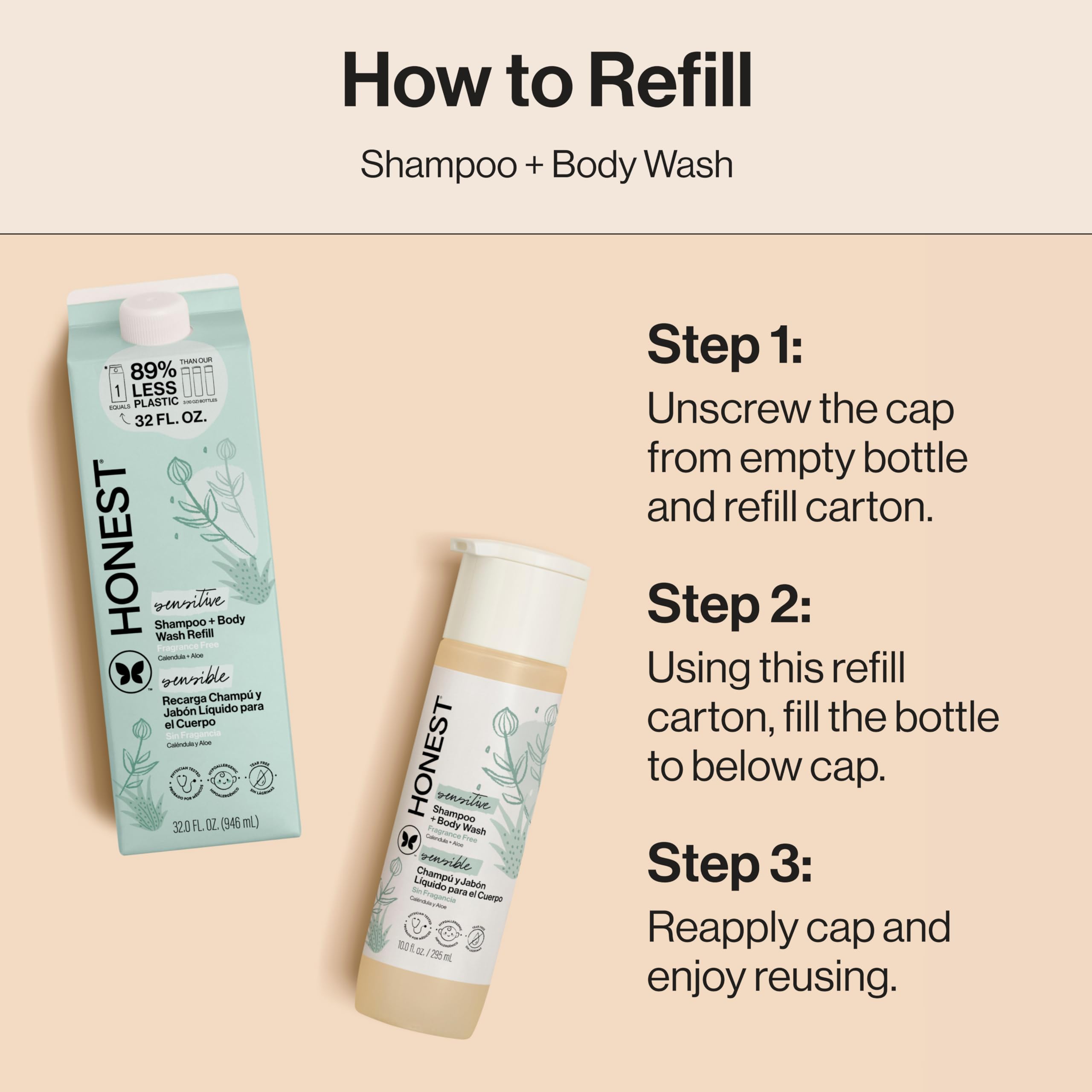 The Honest Company 2-in-1 is dermatologist-tested for sensitive skin care.